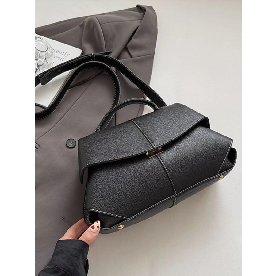 Geometric Flap Shoulder Bag Black / One Size Apparel and Accessories