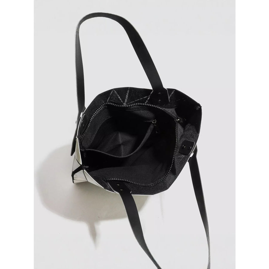 Geometric Glossy Paneled Handbag Apparel and Accessories