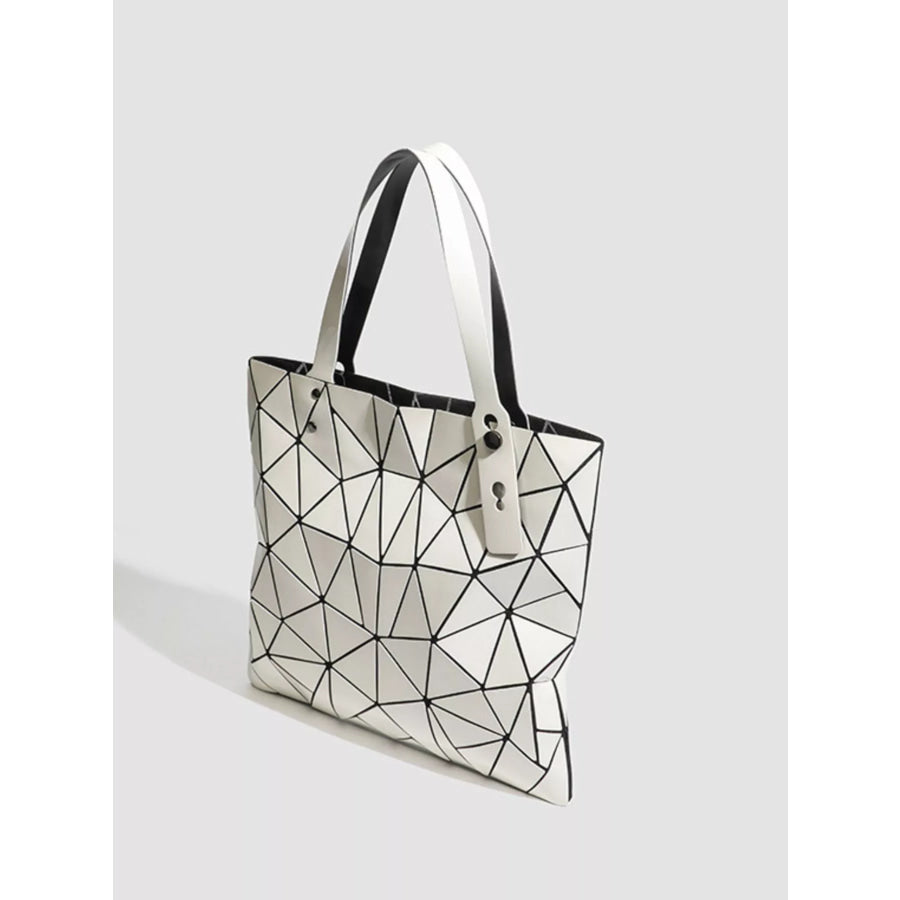Geometric Glossy Paneled Handbag Apparel and Accessories