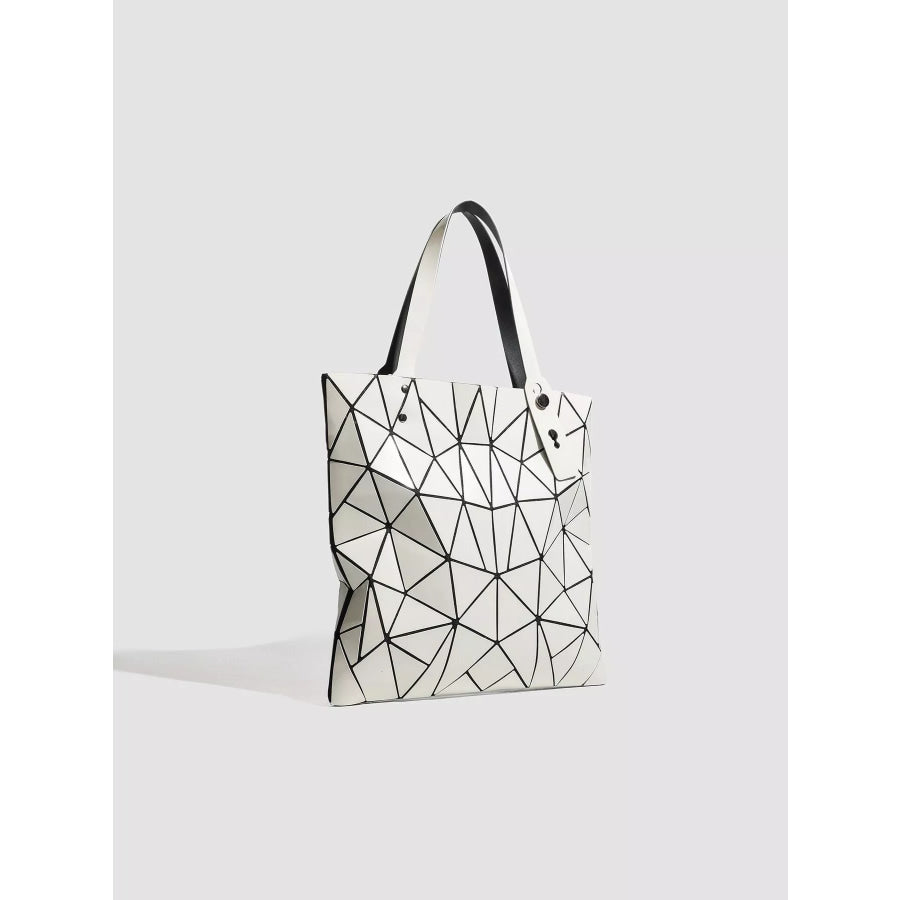 Geometric Glossy Paneled Handbag White / onesize Apparel and Accessories