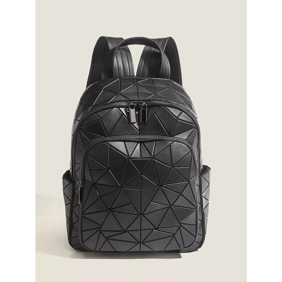 Geometric Lattice Pattern Fashion Backpack Bag Black / onesize