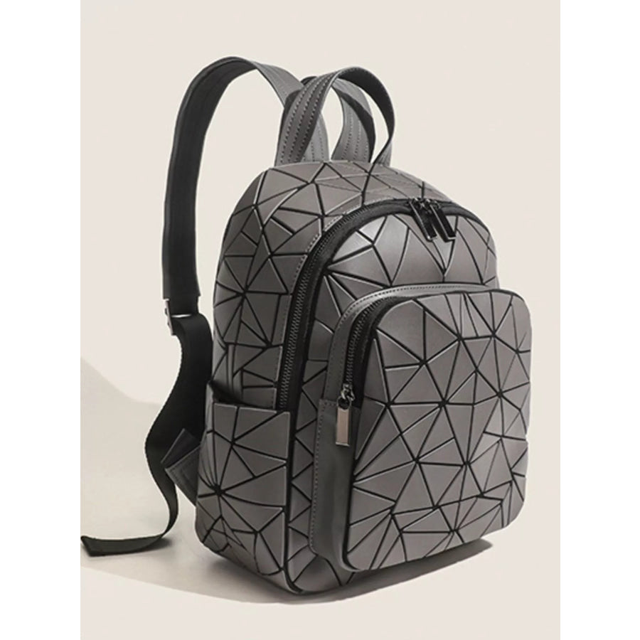 Geometric Lattice Pattern Fashion Backpack Bag Gray / onesize