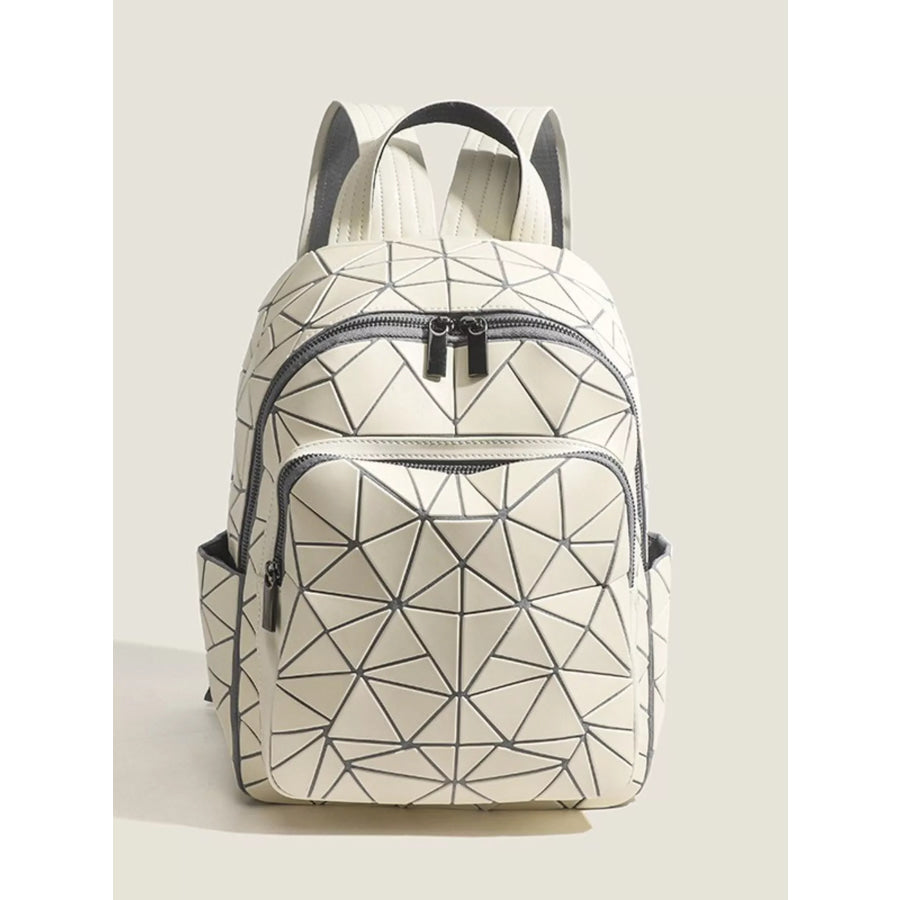 Geometric Lattice Pattern Fashion Backpack Bag Off-white / onesize