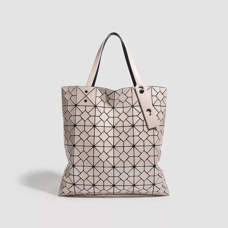 Geometric Lattice Pattern Handbag Milk Tea / onesize Apparel and Accessories
