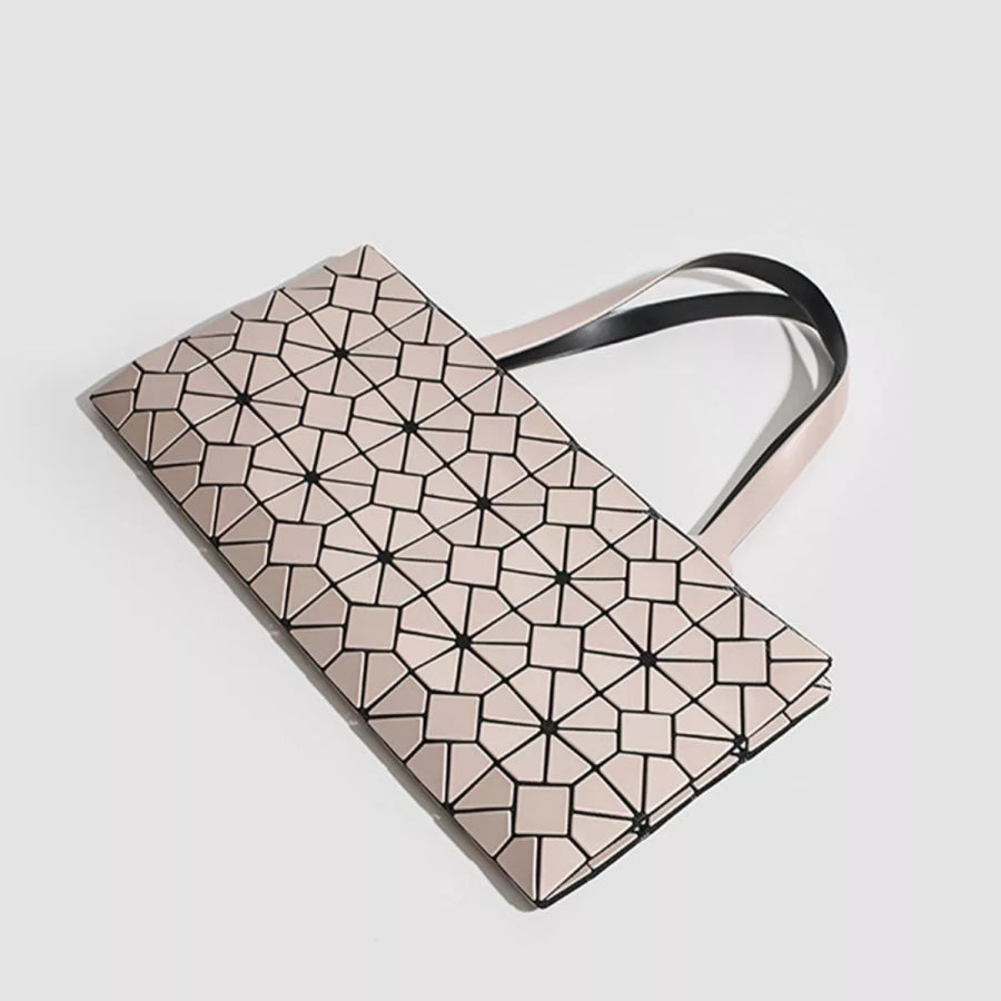 Geometric Lattice Pattern Handbag Milk Tea / onesize Apparel and Accessories
