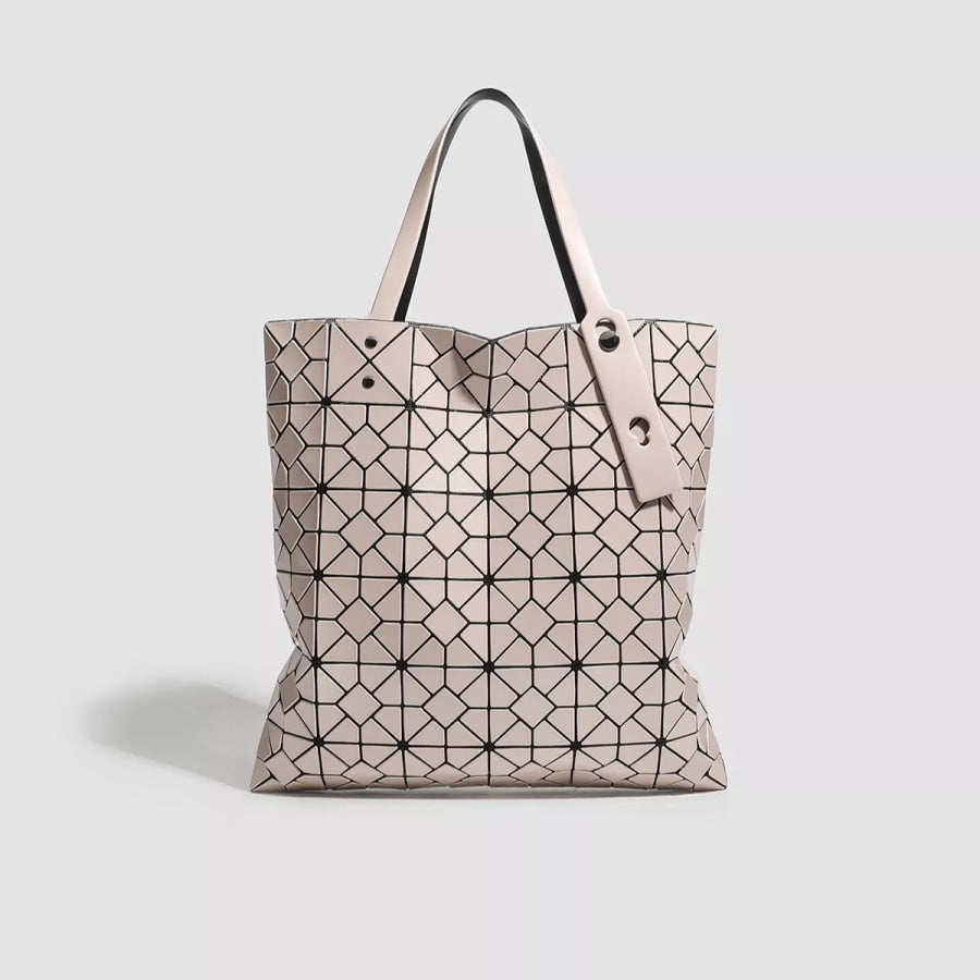 Geometric Lattice Pattern Handbag Milk Tea / onesize Apparel and Accessories