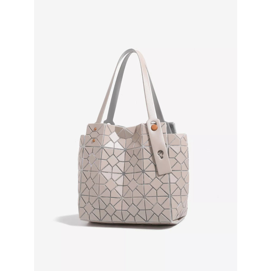 Geometric Lattice Structured Handbag Apricot / onesize Apparel and Accessories