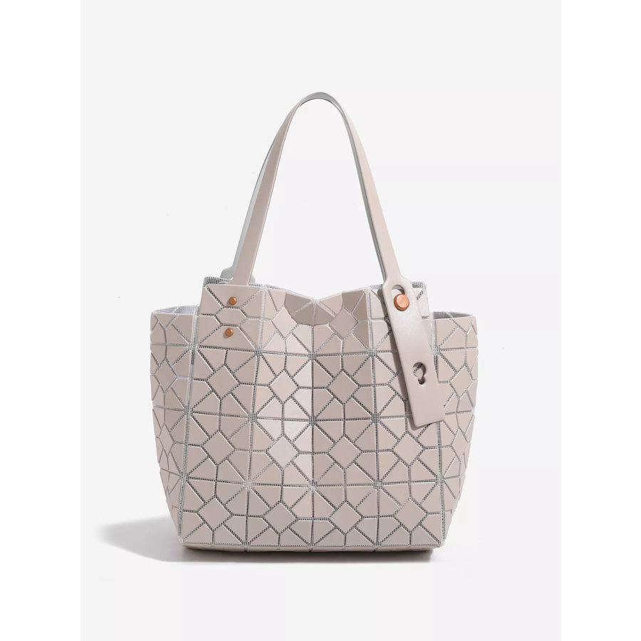 Geometric Lattice Structured Handbag Apricot / onesize Apparel and Accessories