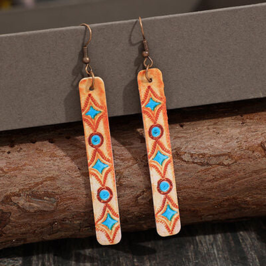 Geometric Leather Bar Earrings Tangerine / One Size Apparel and Accessories