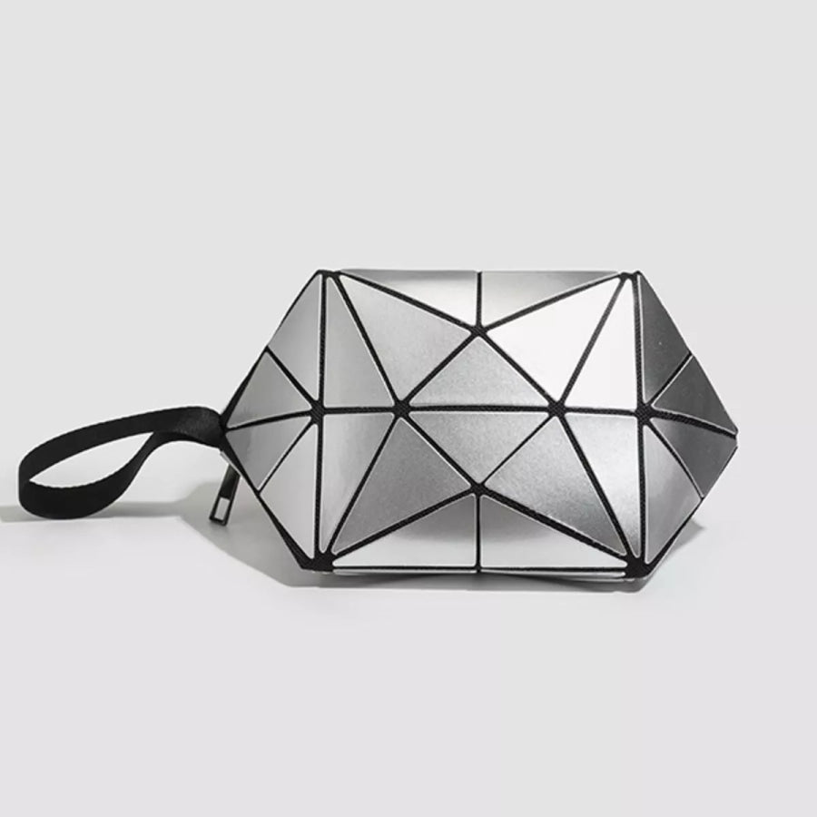 Geometric Leather Wristlet Silver / One Size Apparel and Accessories