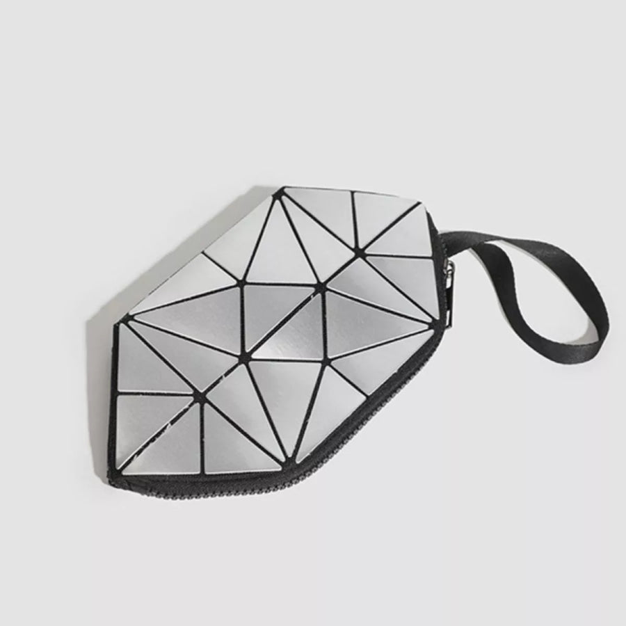 Geometric Leather Wristlet Silver / One Size Apparel and Accessories