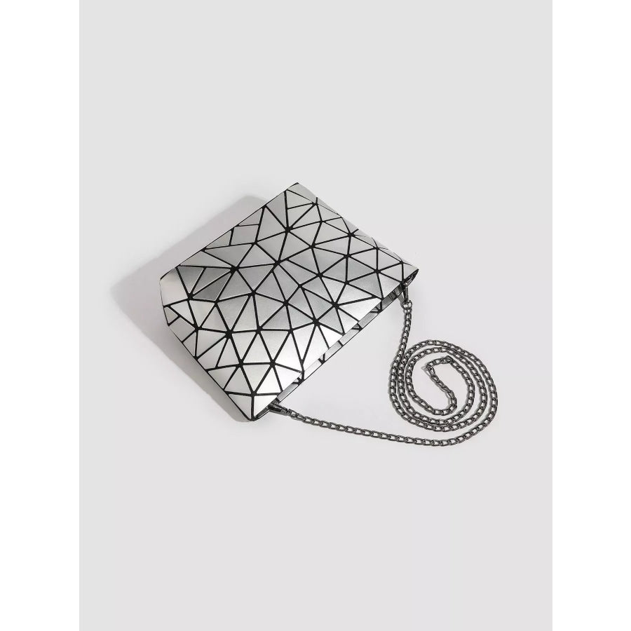 Geometric Metallic Crossbody Bag with Chain Strap Apparel and Accessories