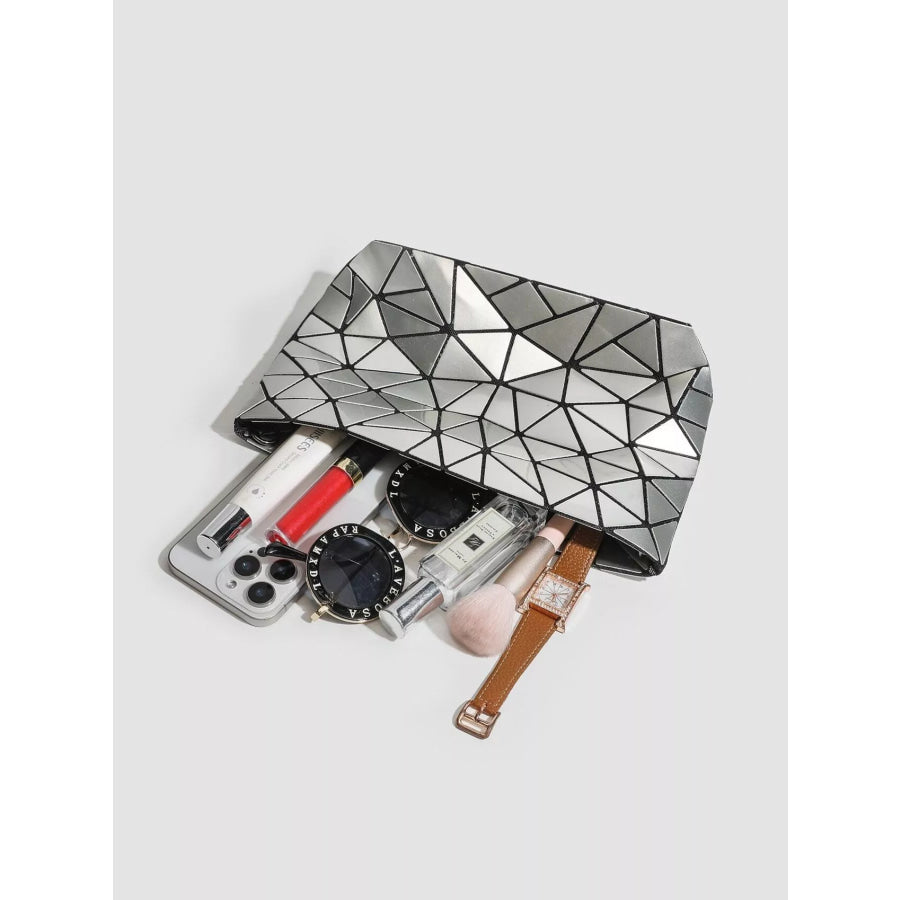 Geometric Metallic Crossbody Bag with Chain Strap Apparel and Accessories