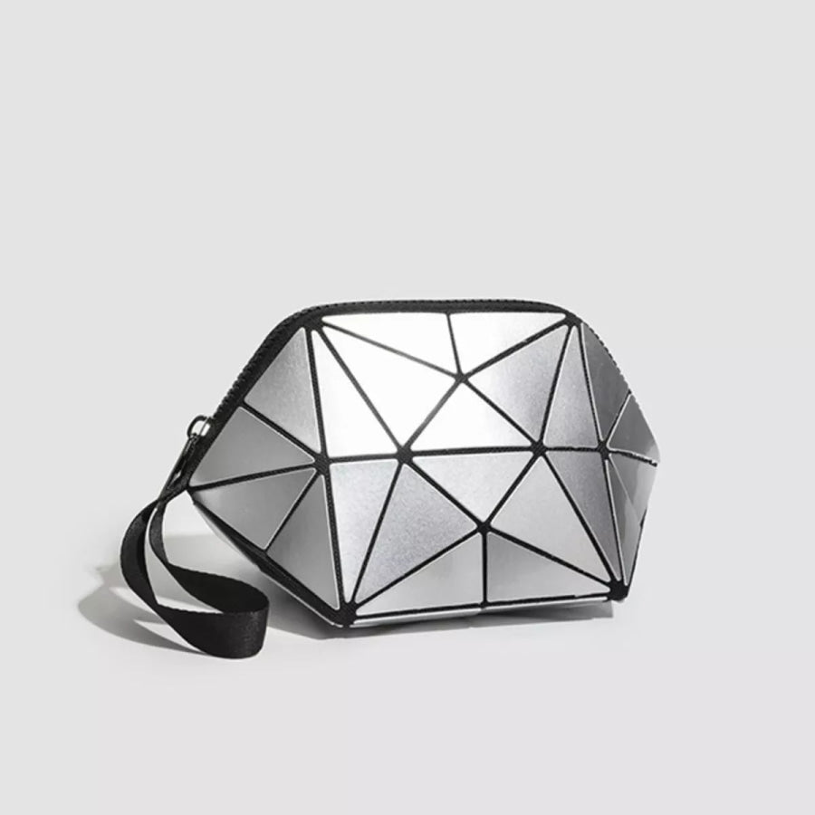Geometric Metallic Silver Clutch with Modern Origami Design / onesize Apparel and Accessories