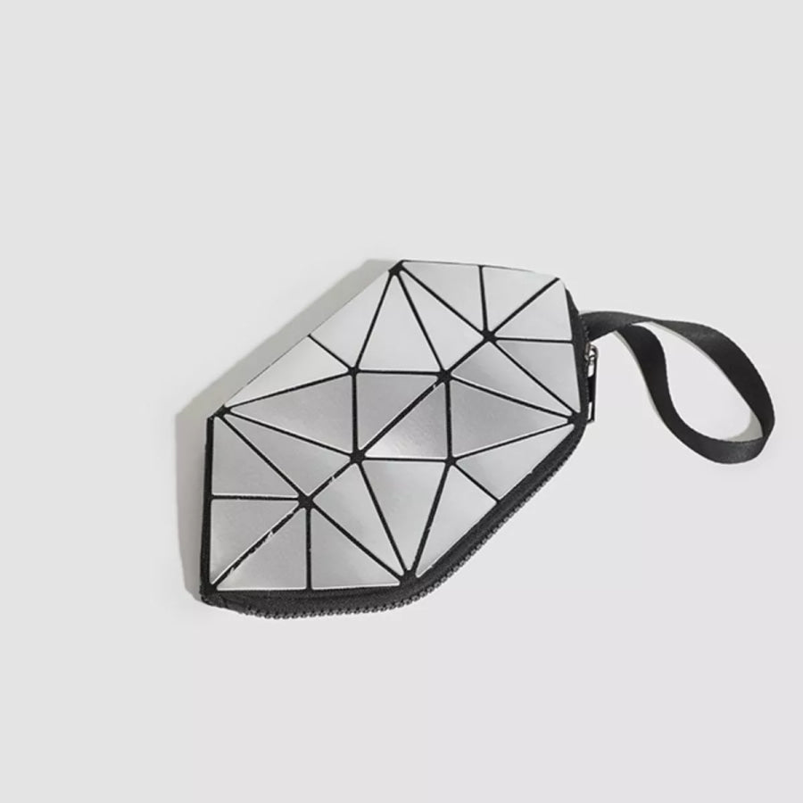 Geometric Metallic Silver Clutch with Modern Origami Design / onesize Apparel and Accessories