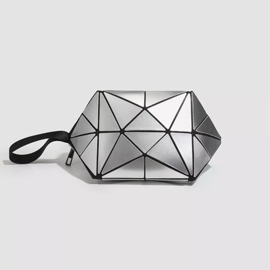 Geometric Metallic Silver Clutch with Modern Origami Design / onesize Apparel and Accessories