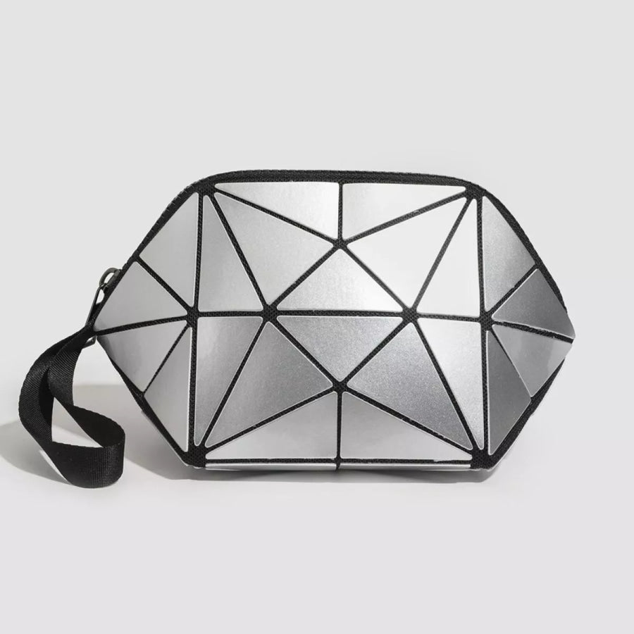 Geometric Metallic Silver Clutch with Modern Origami Design / onesize Apparel and Accessories