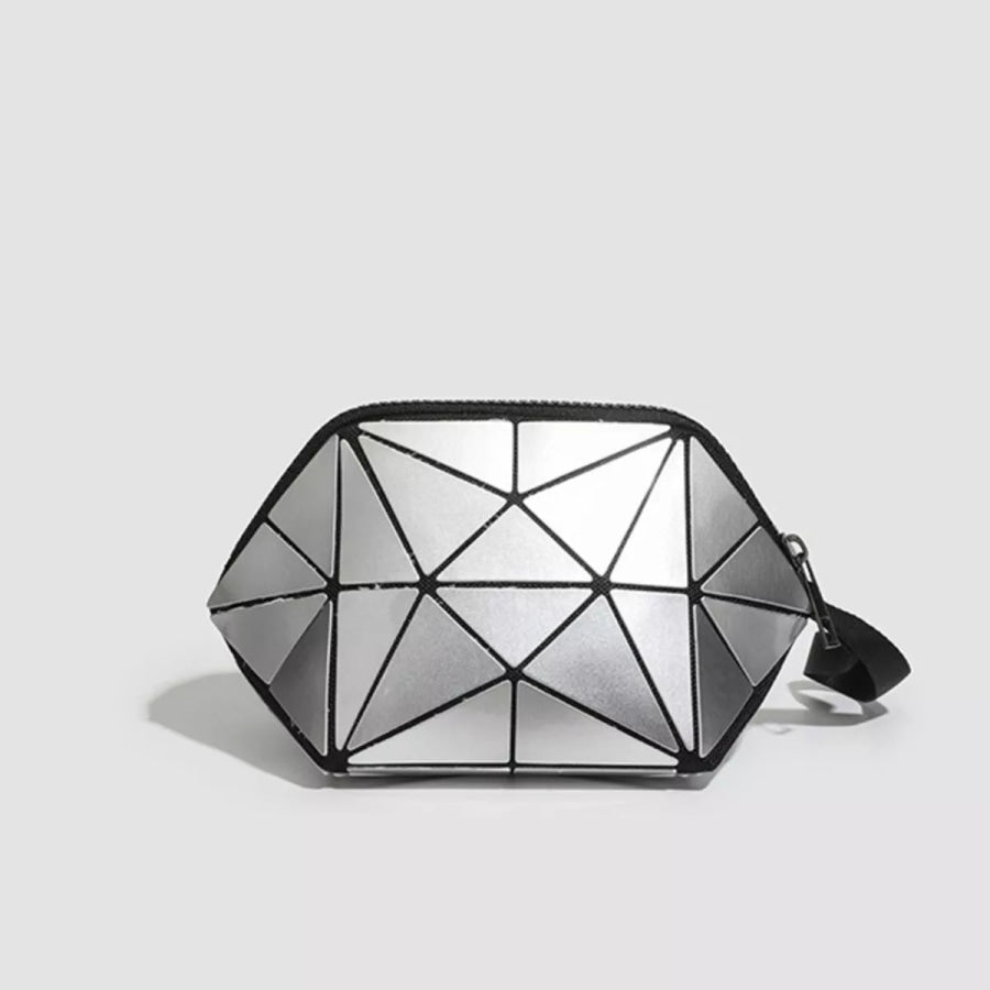 Geometric Metallic Silver Clutch with Modern Origami Design / onesize Apparel and Accessories
