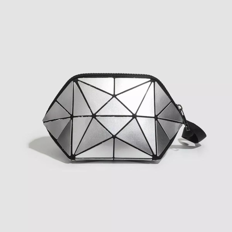 Geometric Metallic Silver Clutch with Modern Origami Design / onesize Apparel and Accessories