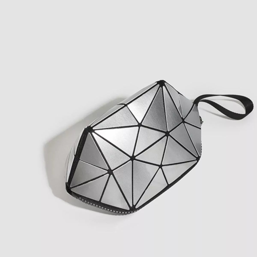 Geometric Metallic Silver Clutch with Modern Origami Design / onesize Apparel and Accessories