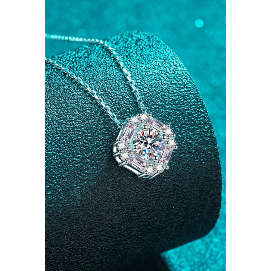 Geometric Moissanite Pendant Chain Necklace Silver / One Size