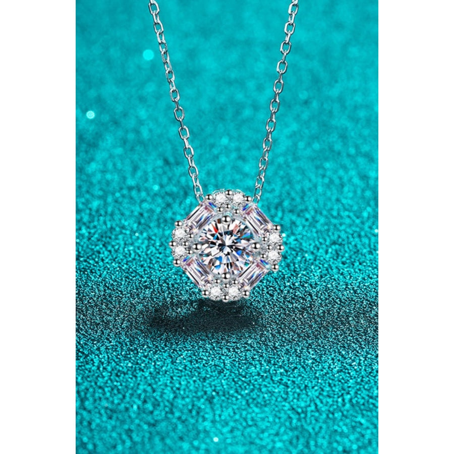 Geometric Moissanite Pendant Chain Necklace Silver / One Size