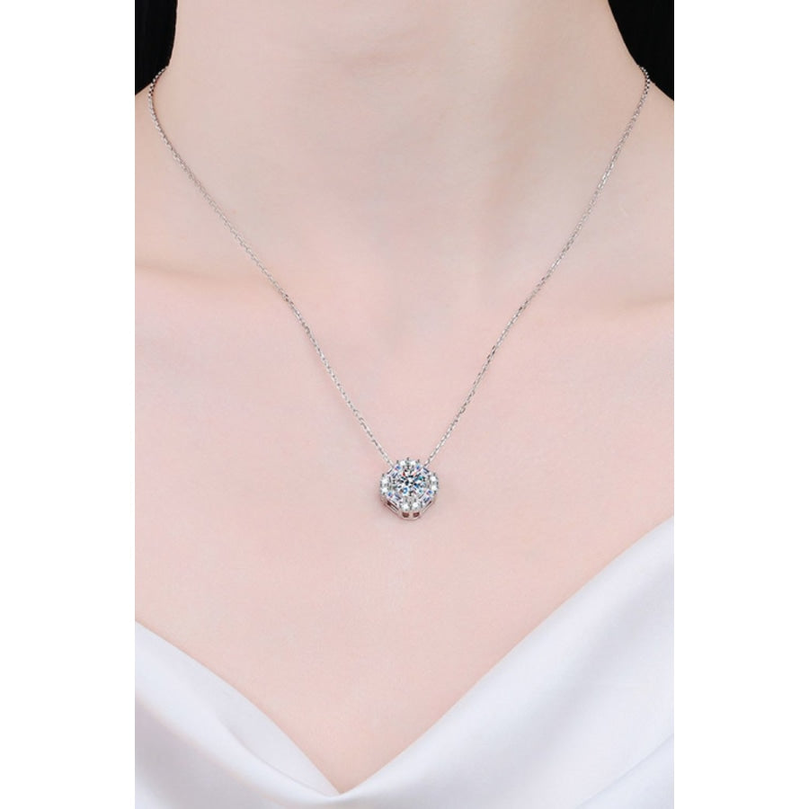Geometric Moissanite Pendant Chain Necklace Silver / One Size