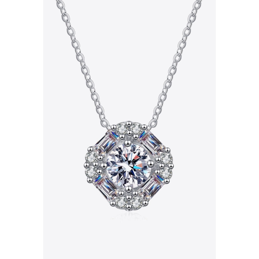 Geometric Moissanite Pendant Chain Necklace Silver / One Size