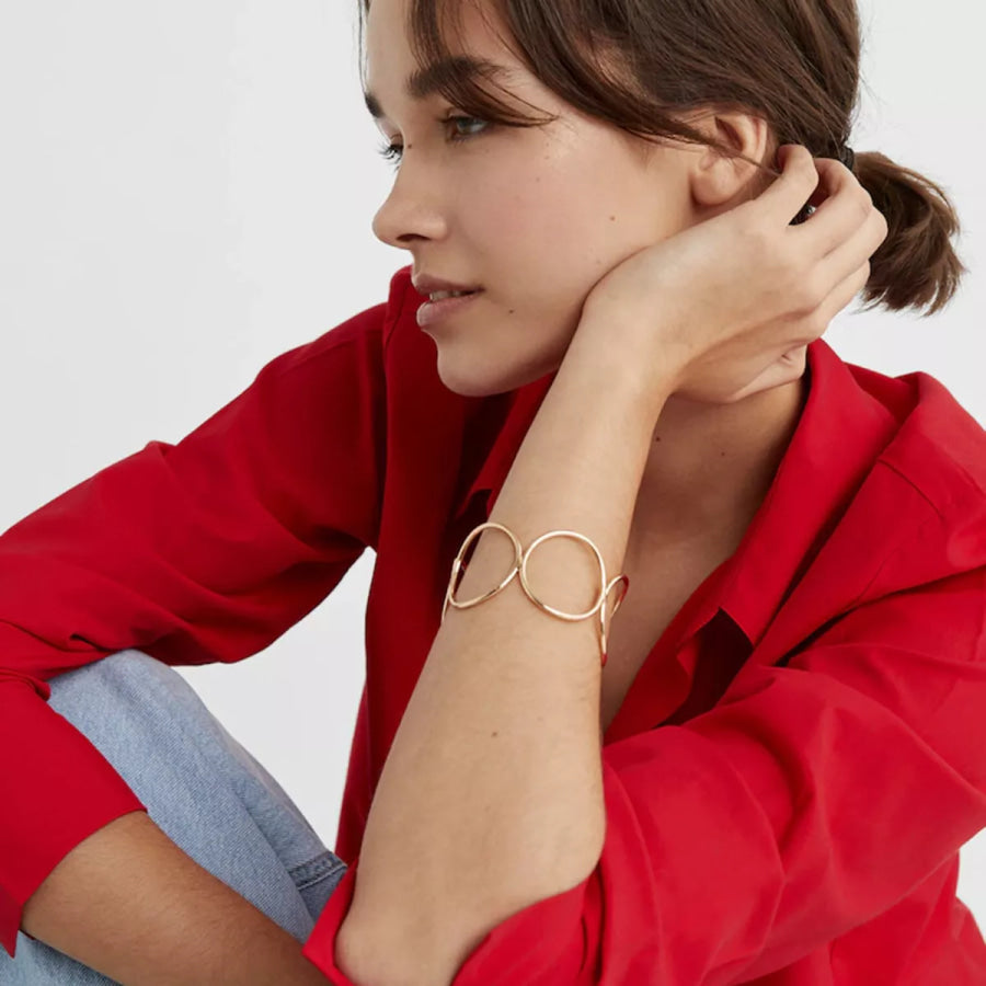 Geometric Open Circle Cuff Bracelet Gold / onesize Apparel and Accessories