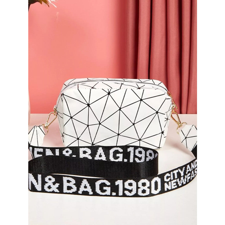 Geometric Pattern Crossbody Bag White / ONESIZE Apparel and Accessories