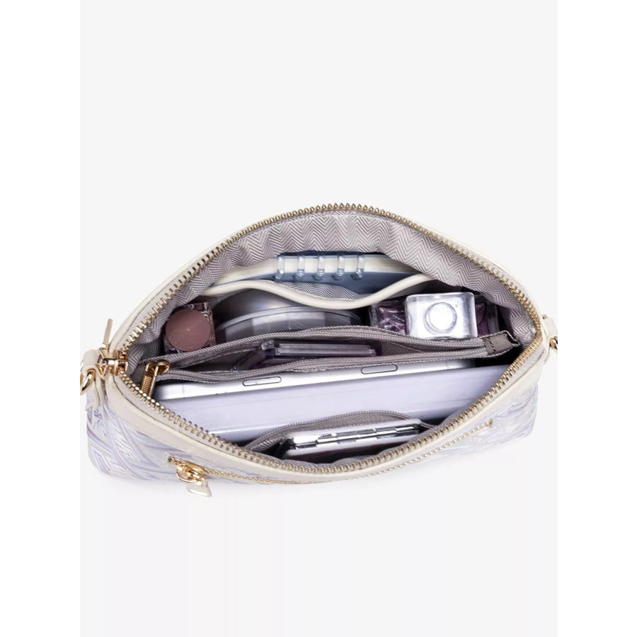 Geometric Pattern Crossbody Bag White / onesize Apparel and Accessories