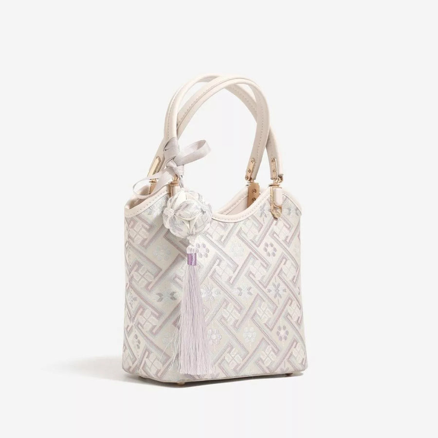Geometric Pattern Handbag Beige / onesize Apparel and Accessories