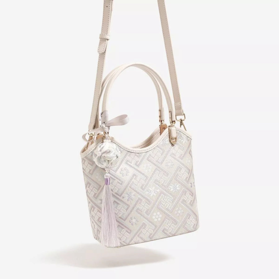 Geometric Pattern Handbag Beige / onesize Apparel and Accessories