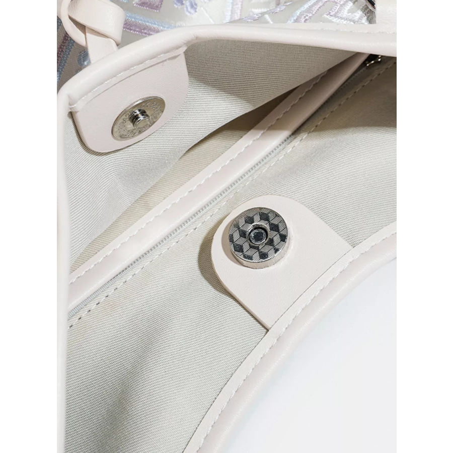 Geometric Pattern Jacquard Shoulder Bag with Adjustable Strap Light Blue / onesize Apparel and Accessories