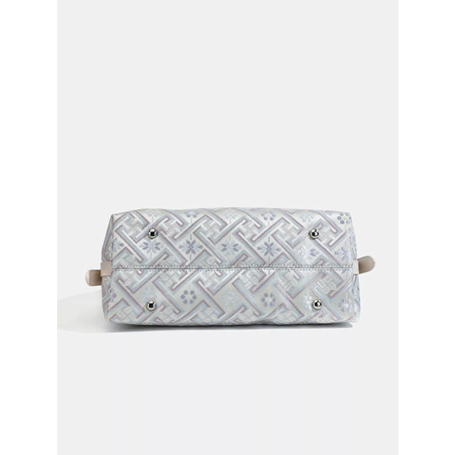 Geometric Pattern Jacquard Shoulder Bag with Adjustable Strap Light Blue / onesize Apparel and Accessories