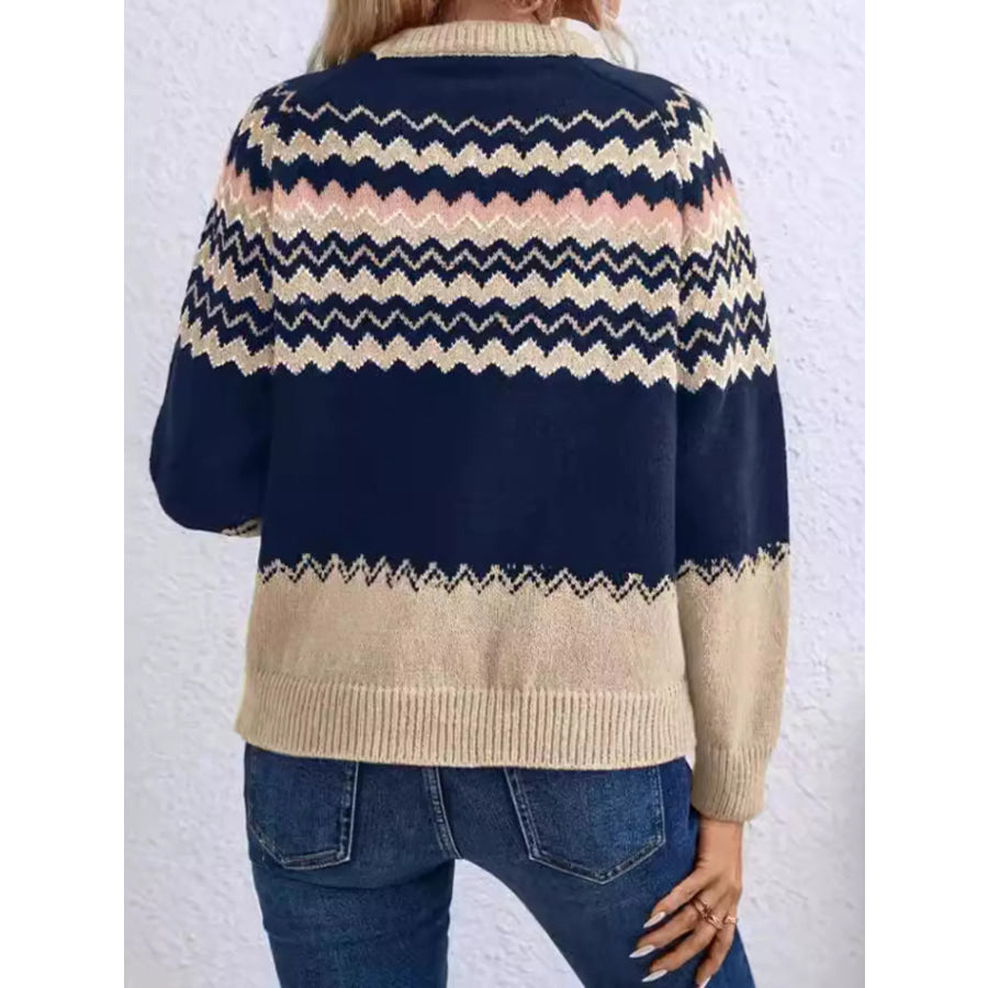 Geometric Pattern Knitted Sweater Apparel and Accessories