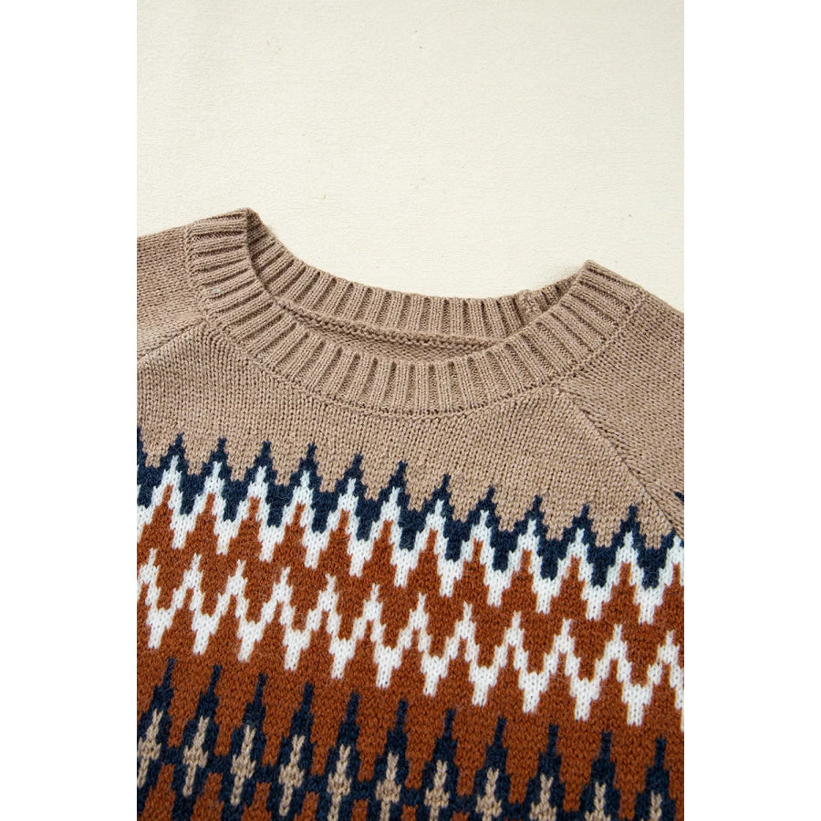 Geometric Pattern Long Sleeve Sweater Apparel and Accessories
