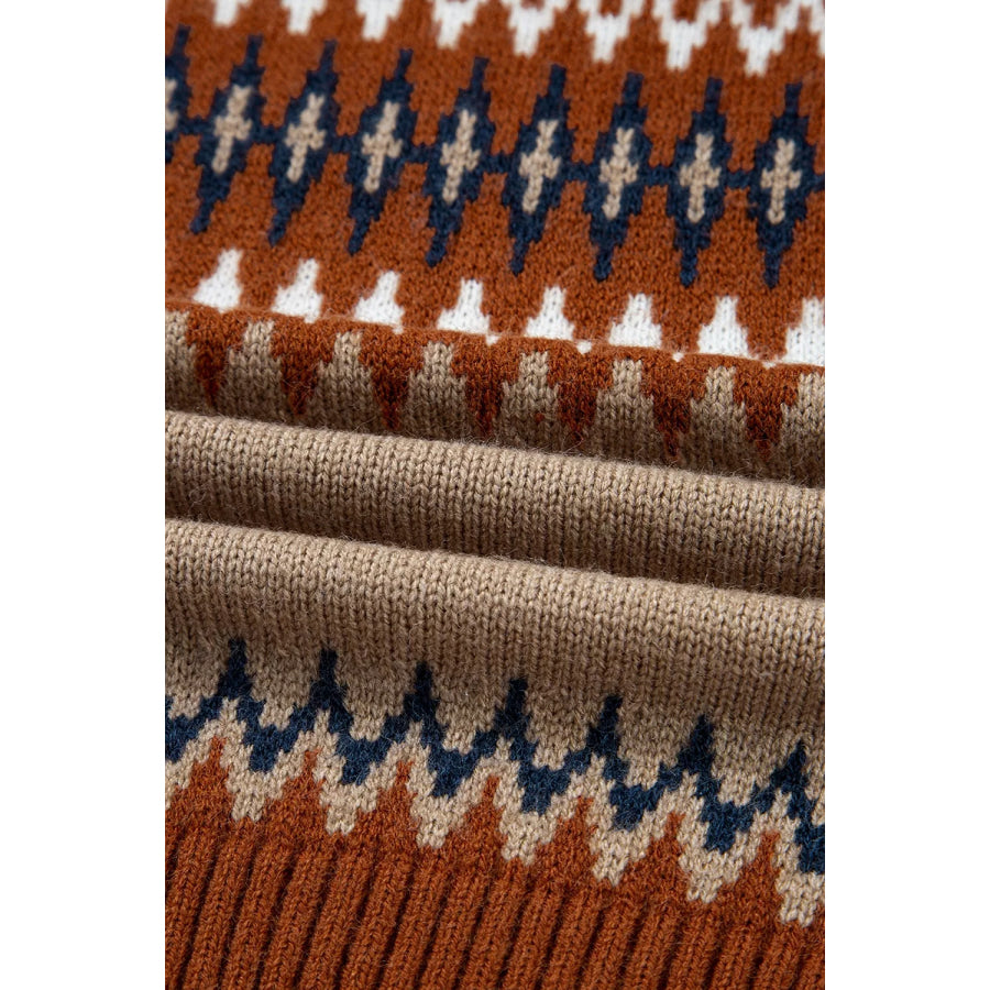 Geometric Pattern Long Sleeve Sweater Apparel and Accessories