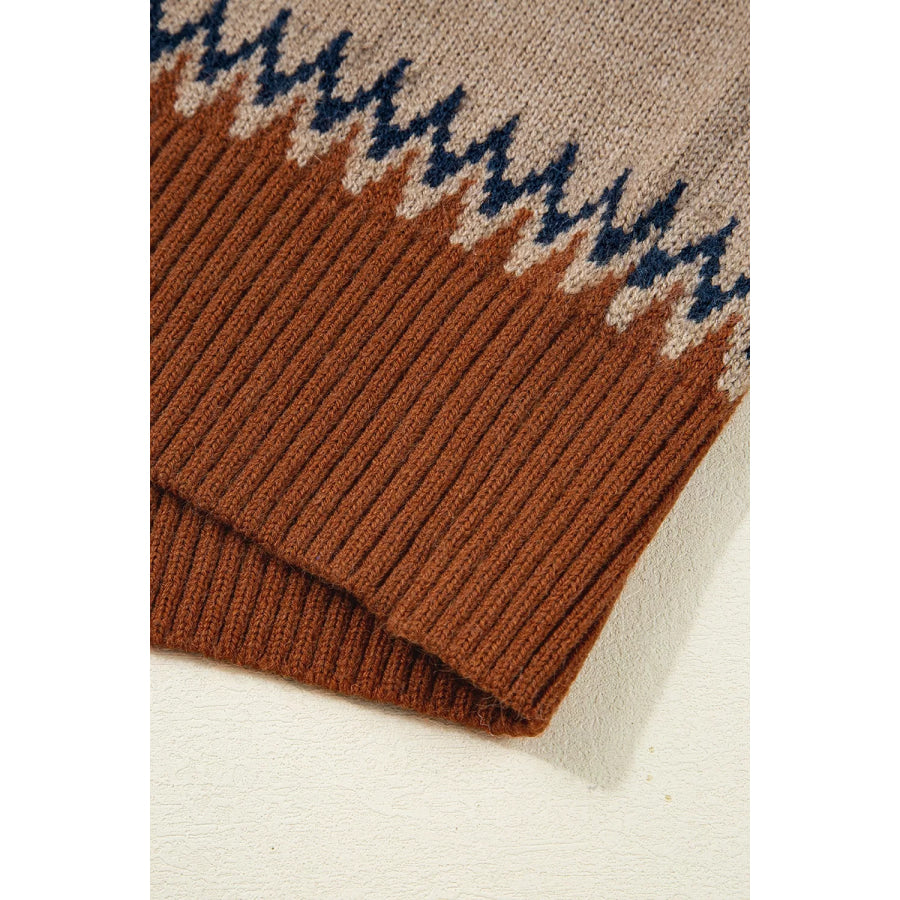 Geometric Pattern Long Sleeve Sweater Apparel and Accessories