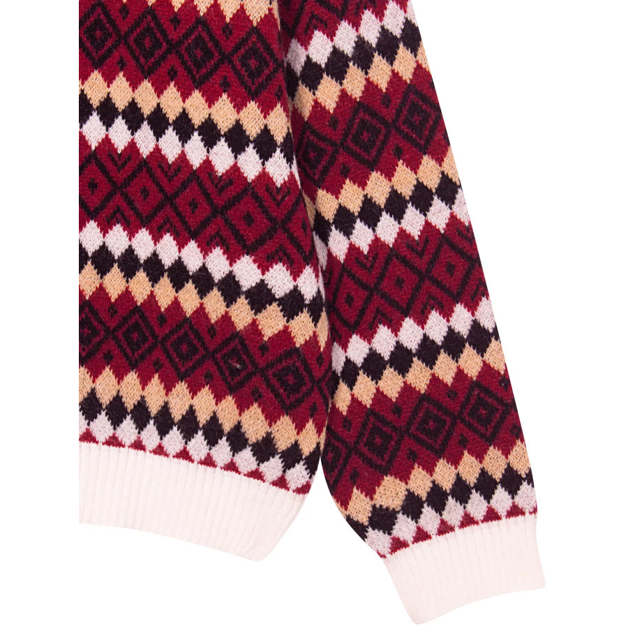 Geometric Pattern Round Neck Sweater Apparel and Accessories