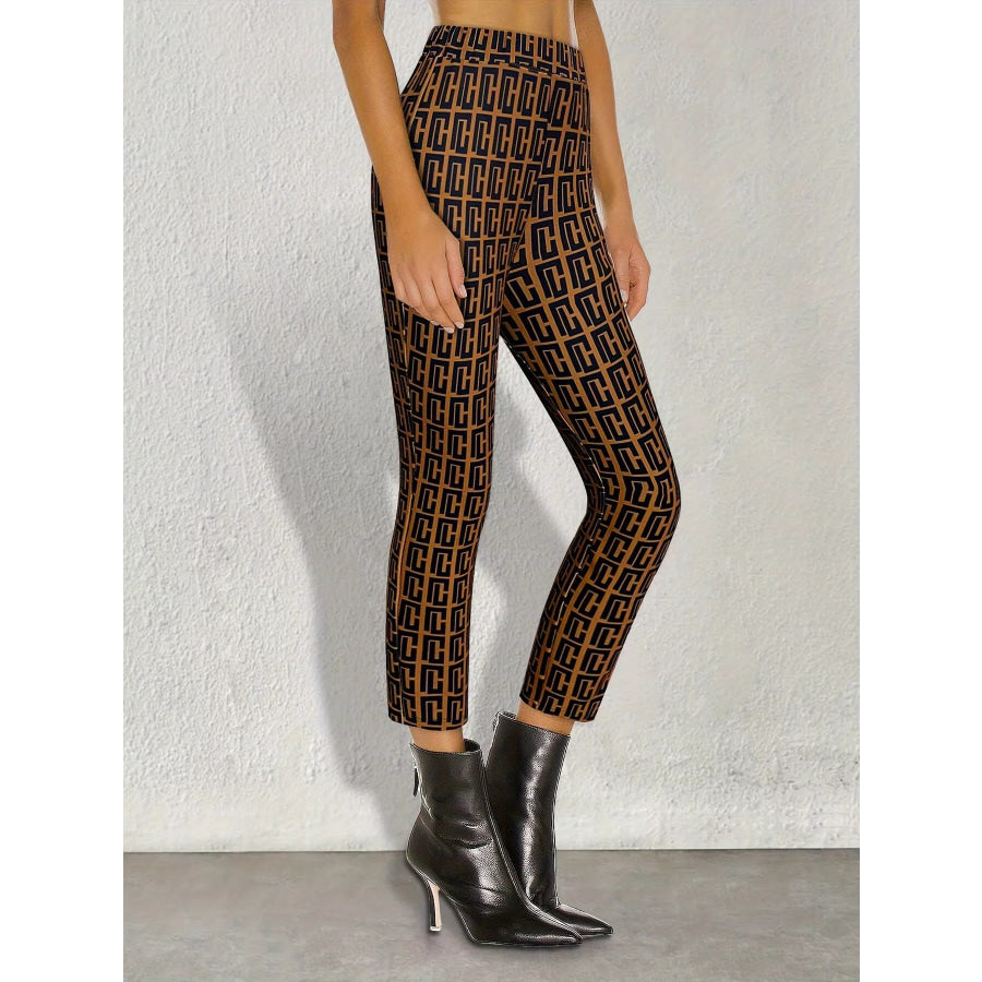Geometric Pattern Slim-Fit Cropped Pants Apparel and Accessories