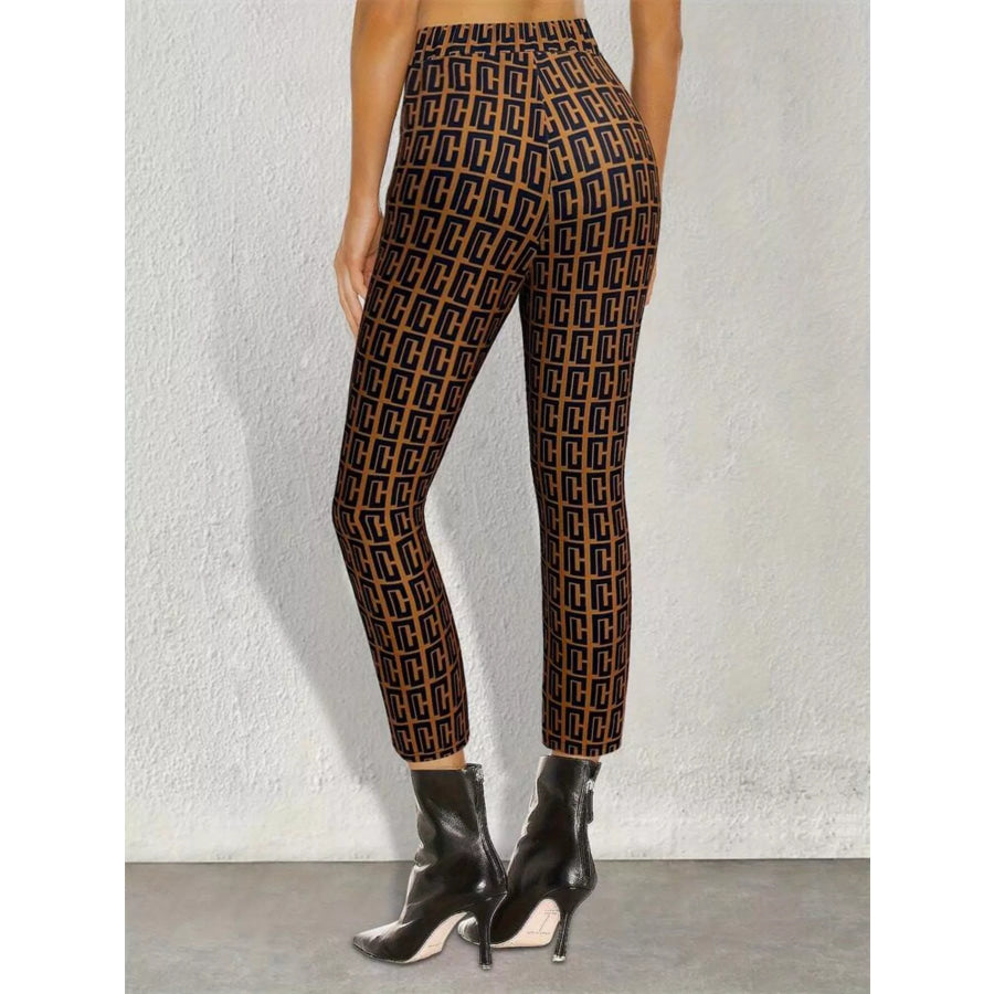 Geometric Pattern Slim-Fit Cropped Pants Apparel and Accessories