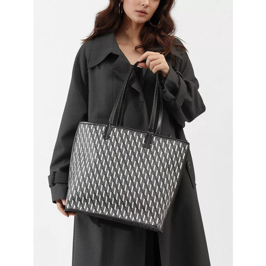Geometric Pattern Tote Handbag Black / onesize Apparel and Accessories