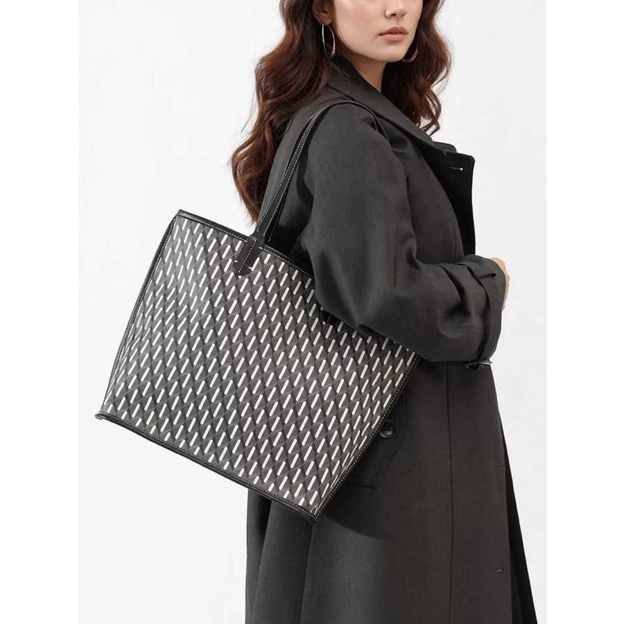 Geometric Pattern Tote Handbag Black / onesize Apparel and Accessories