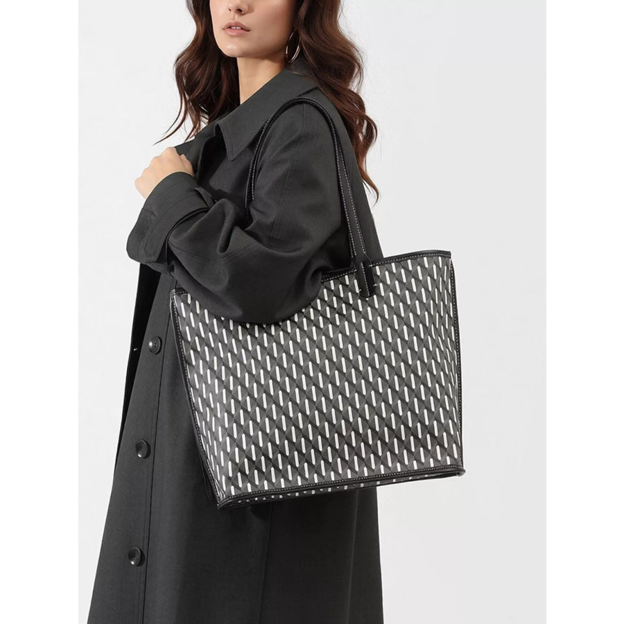 Geometric Pattern Tote Handbag Black / onesize Apparel and Accessories