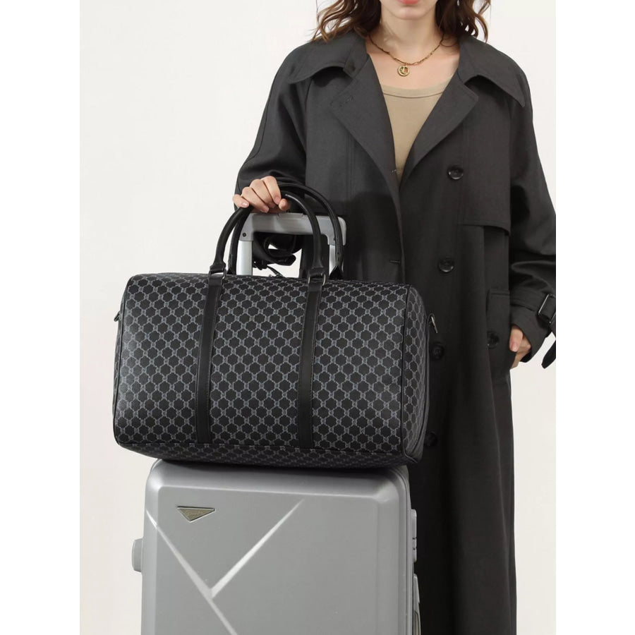 Geometric Pattern Travel Duffel Bag Black / onesize Apparel and Accessories