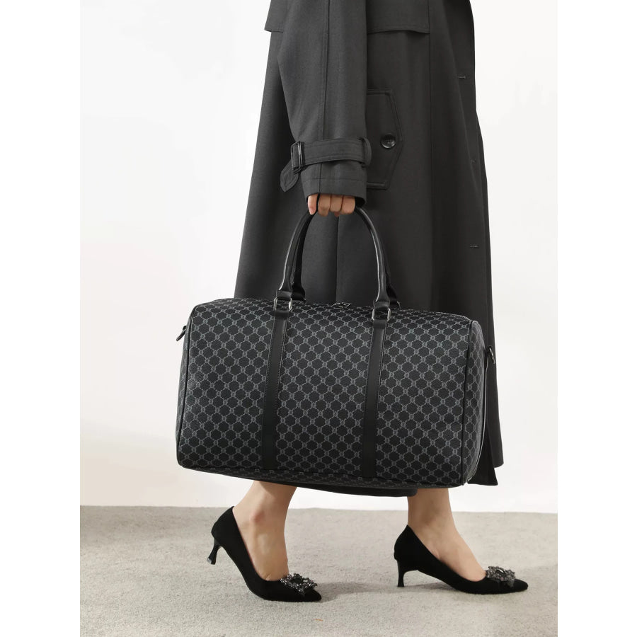 Geometric Pattern Travel Duffel Bag Black / onesize Apparel and Accessories