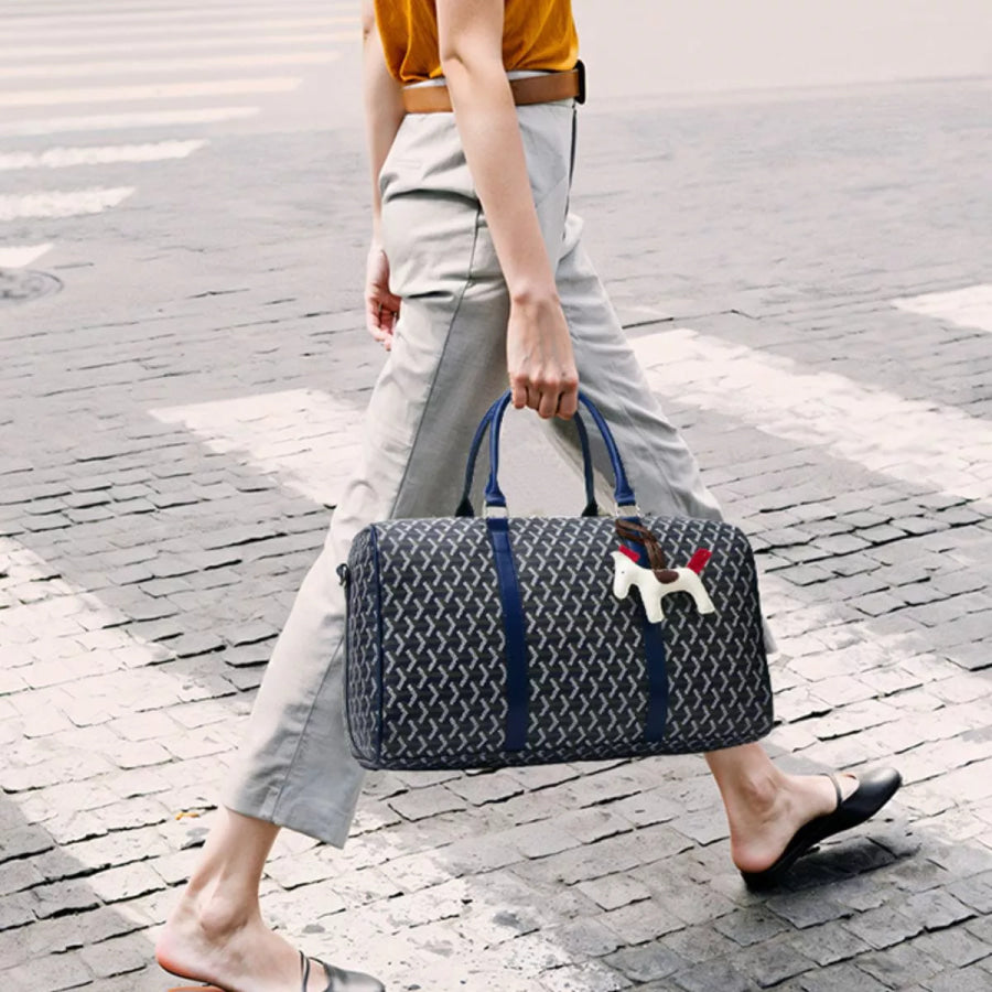 Geometric Pattern Travel Duffle Bag Dark Blue / onesize Apparel and Accessories