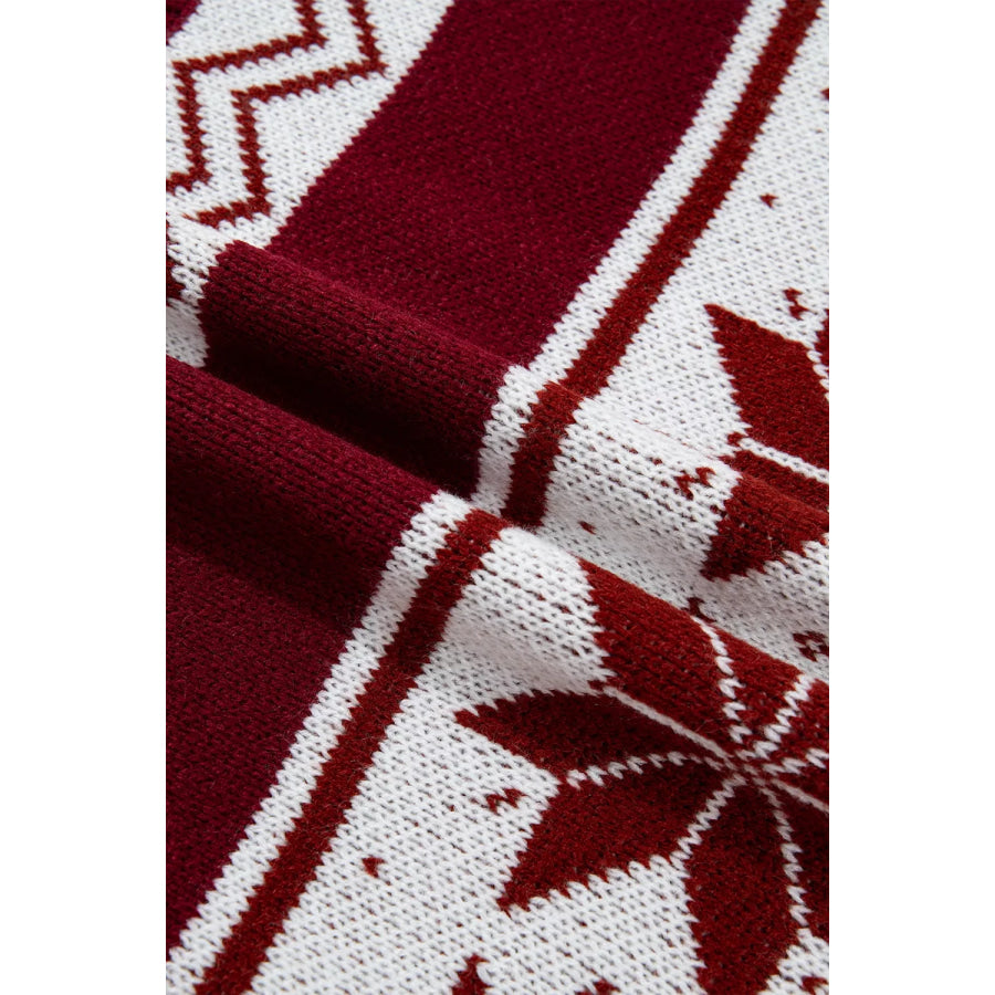 Geometric Pattern Zip-Up Knit Long Sleeve Regular Fit Cardigan Apparel and Accessories