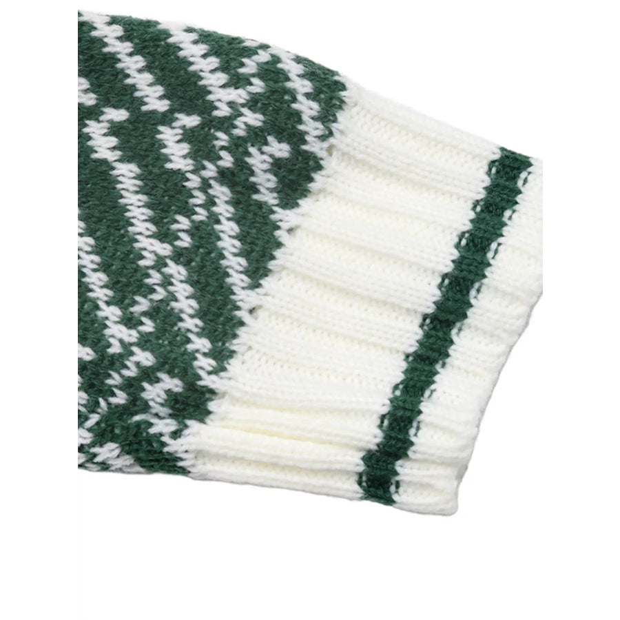 Geometric Patterned Collared Sweater Apparel and Accessories